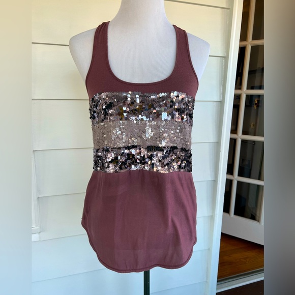 Express racerback purple tank with lace and sequins size small - Picture 1 of 3